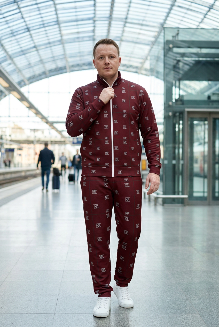 White man in a station atrium