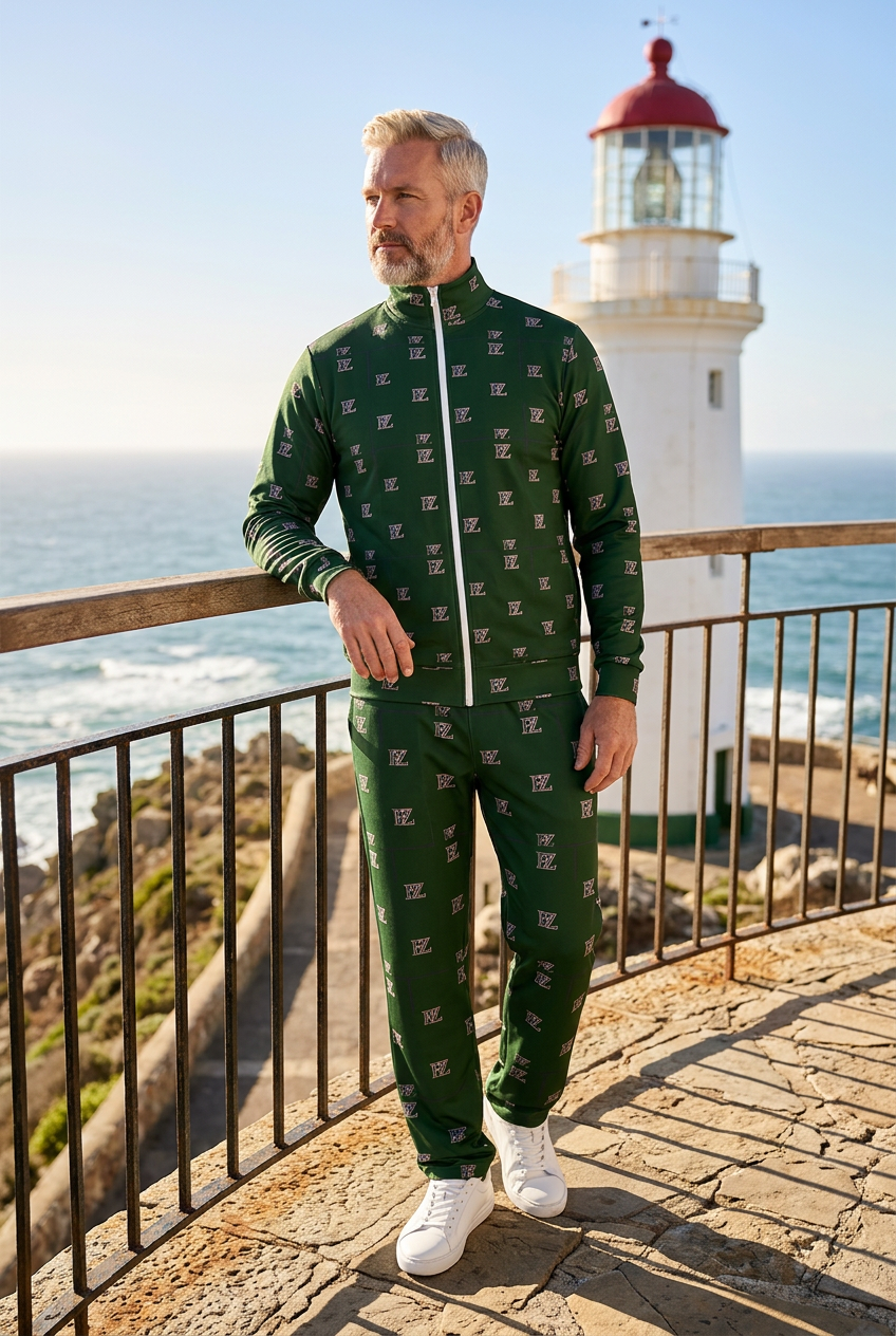 White man on a lighthouse terrace