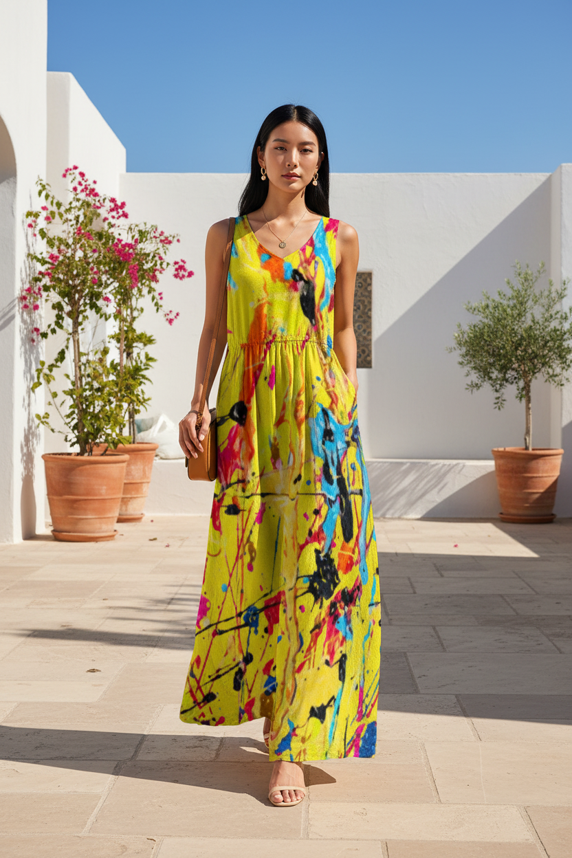 Yellow Paint Dress - Mediterranean