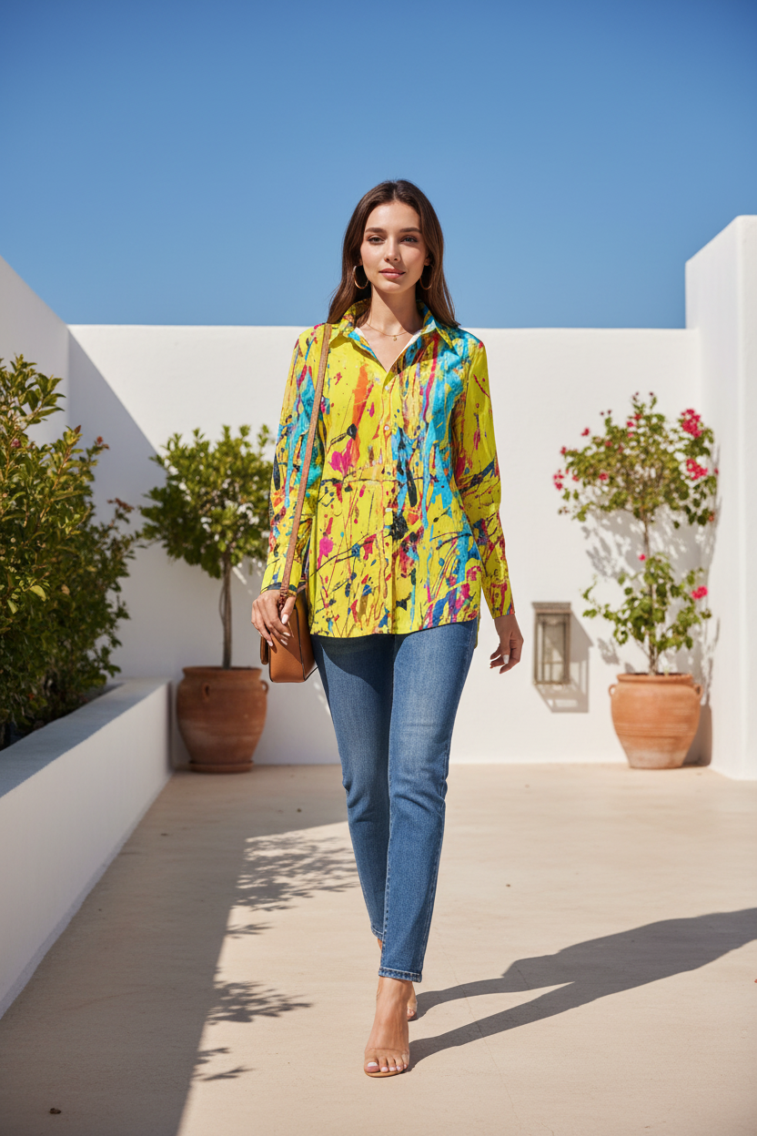 Yellow Paint Shirt - Mediterranean