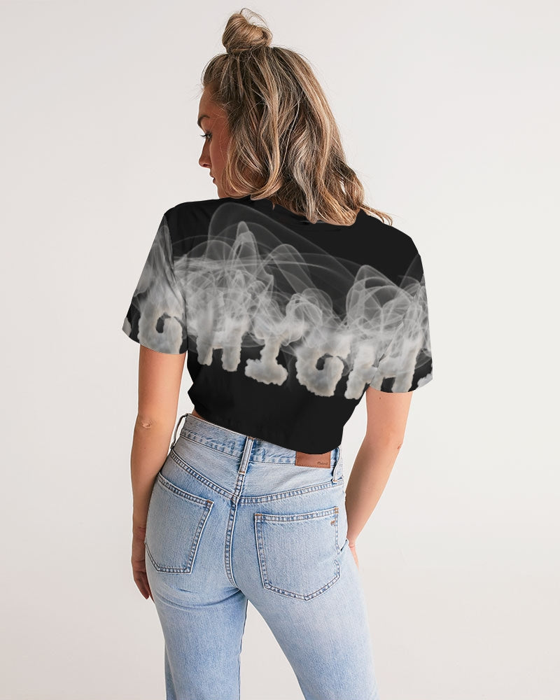 high grade women's twist-front cropped tee