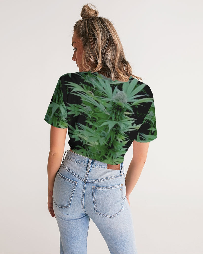 the bud - darker shade women's twist-front cropped tee