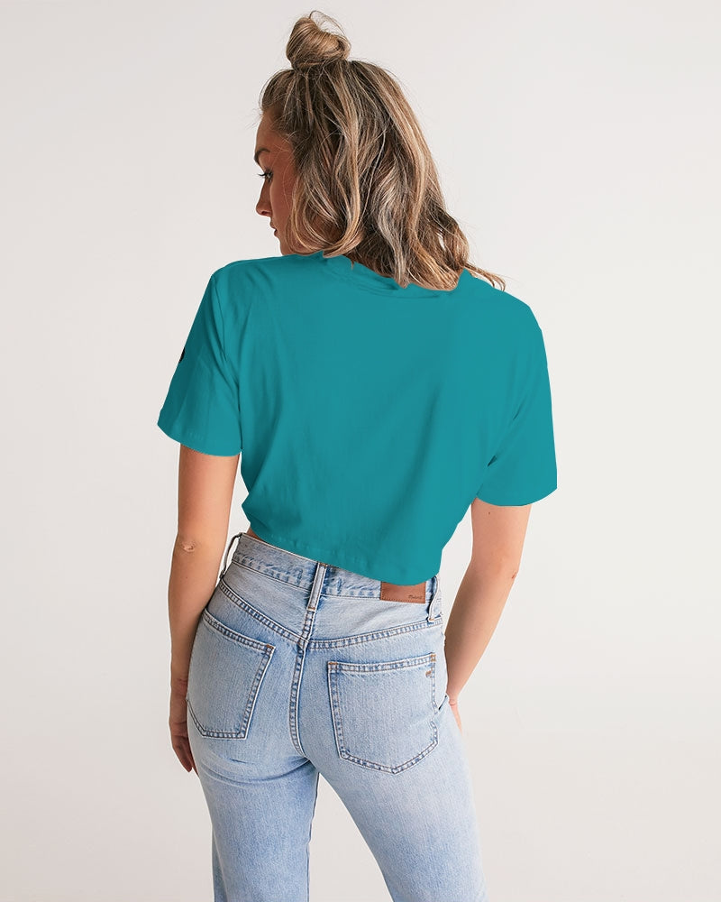 blue sky women's twist-front cropped tee