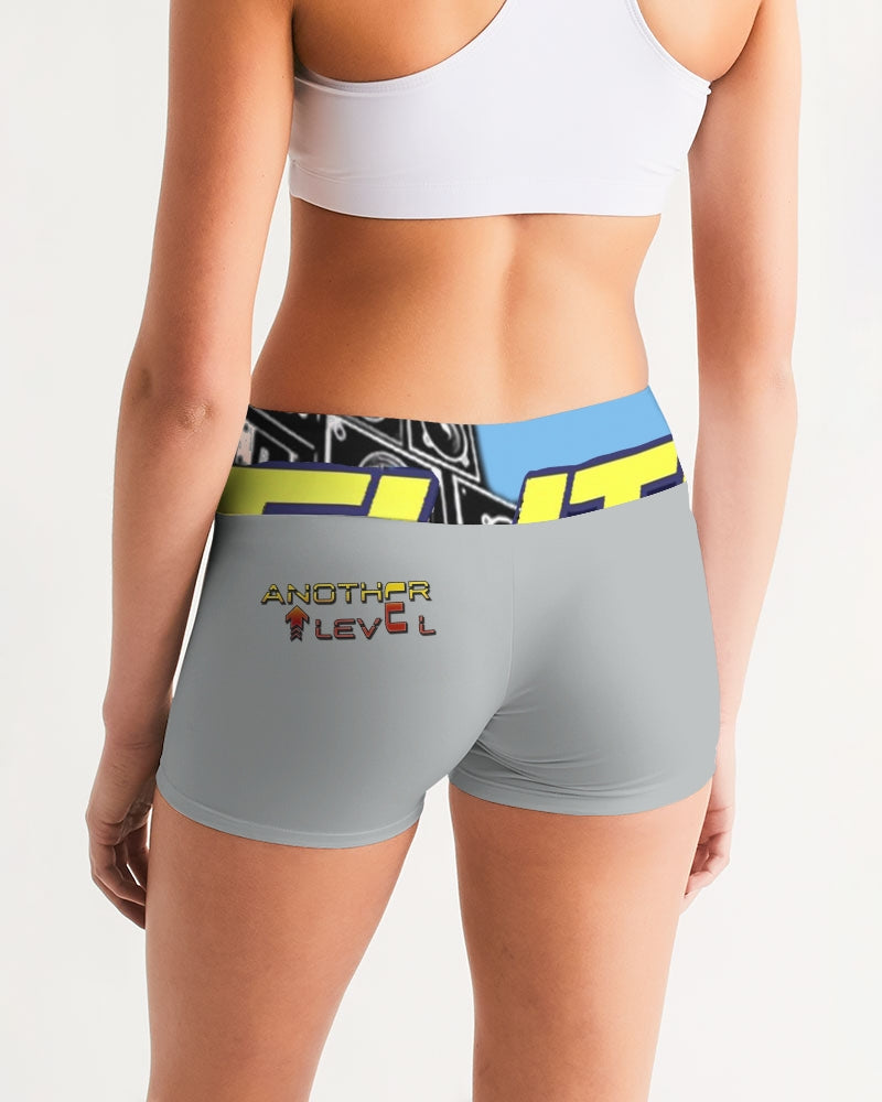 flying grey women's mid-rise yoga shorts