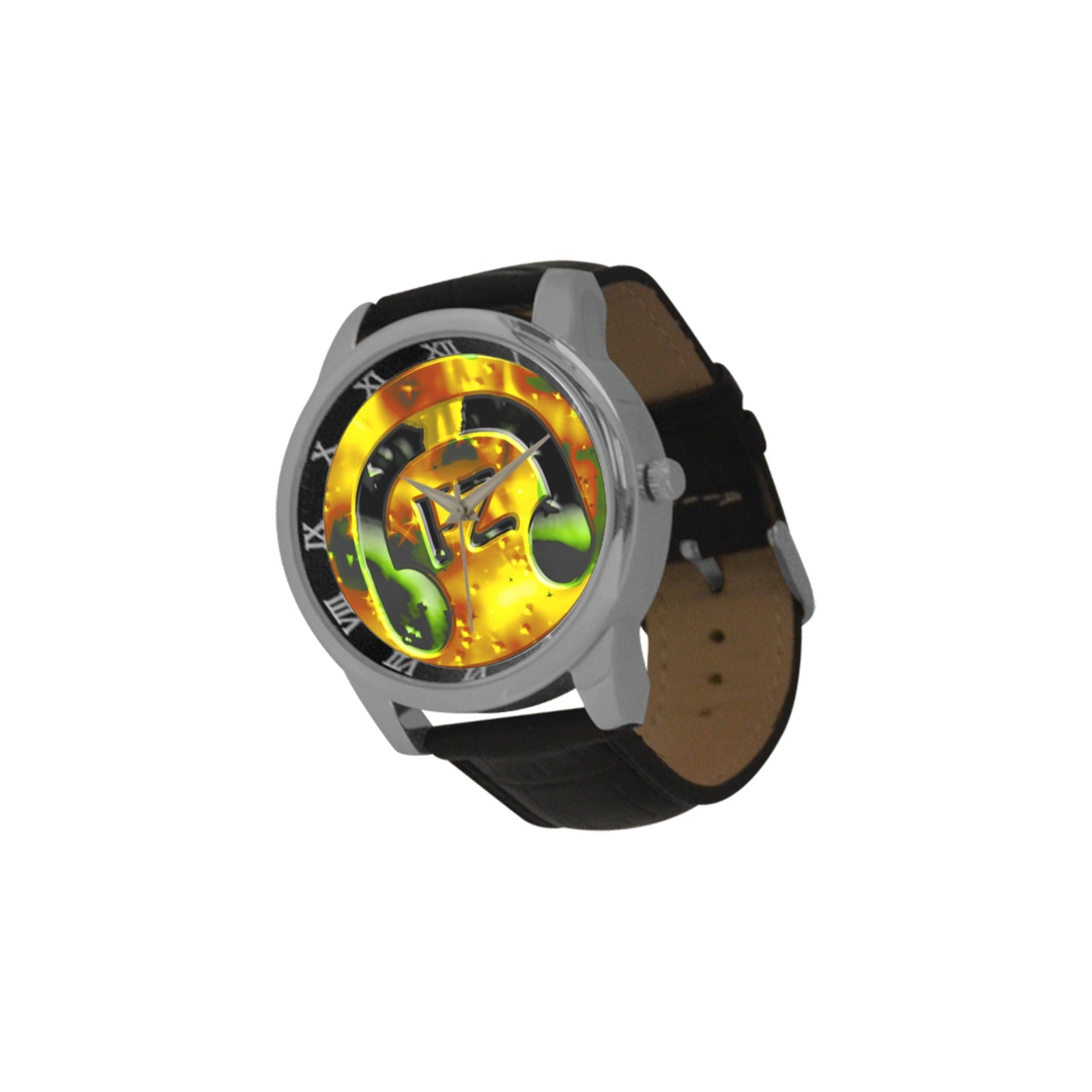 fz original watch - yellow men's leather strap large dial watch (model 213)