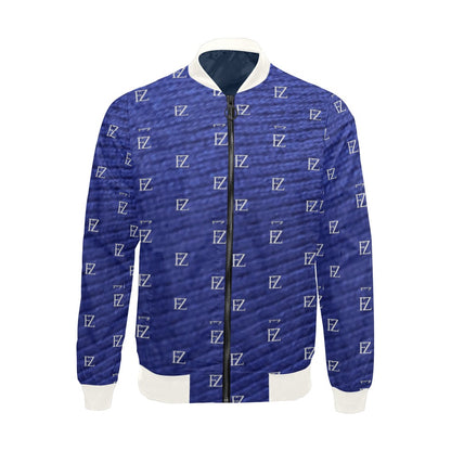 fz men's designer jacket- blue white men's all over print casual jacket (model h19)