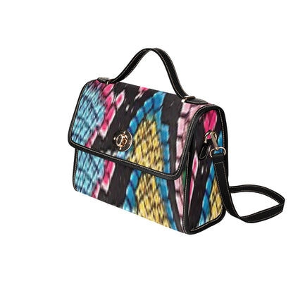 fz color snake handbag all over print canvas bag (model 1641)(black)