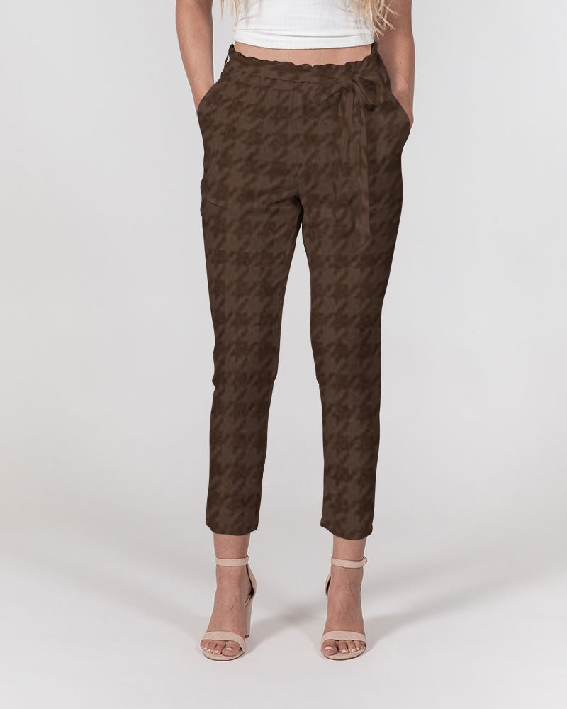 fz plaid women's belted tapered pants