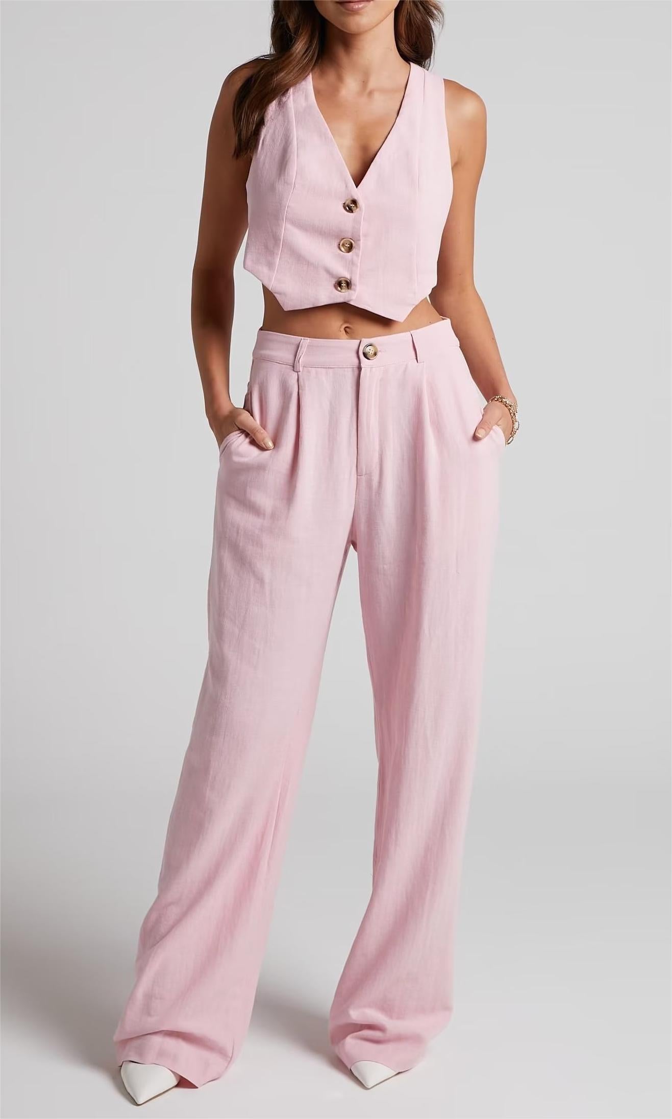 FZ Women's Decorated Row Wide Leg Pants Suit - FZwear