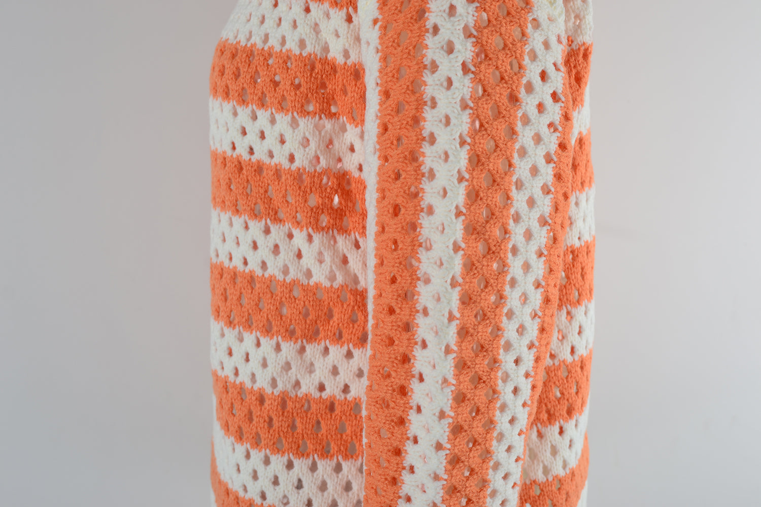 early autumn women hollow out cutout striped crew neck long sleeves knitwear oversized pullover