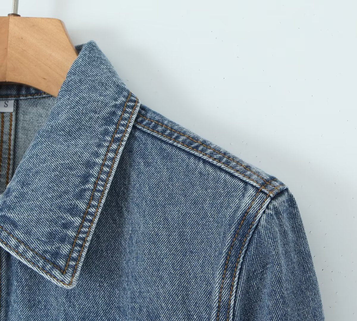 sexy wear short denim jacket women early autumn retro slim collared slimming jacket top