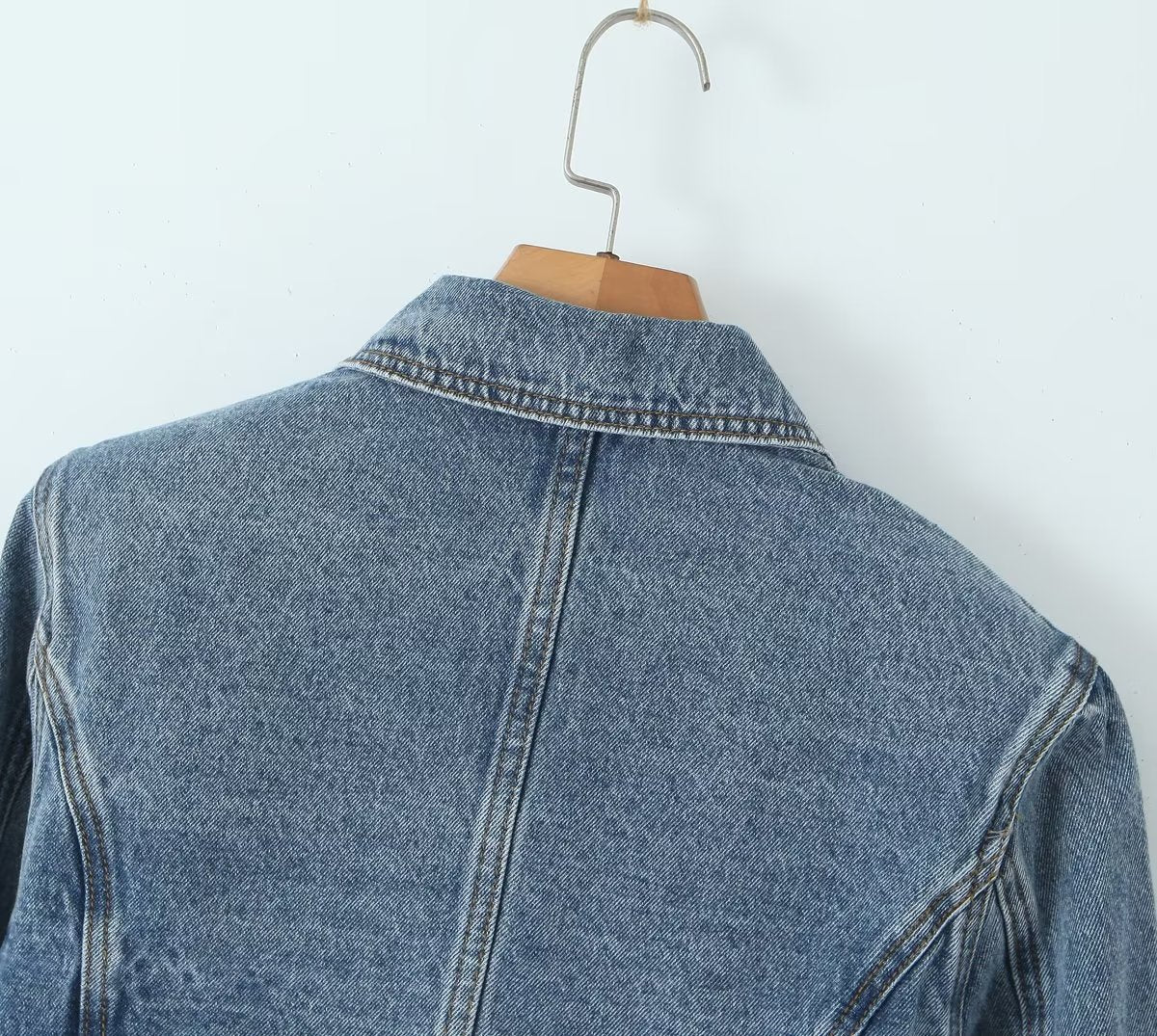 sexy wear short denim jacket women early autumn retro slim collared slimming jacket top