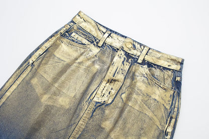 FZ Women's  Metal Short Denim High Waist Skirt Suit - FZwear