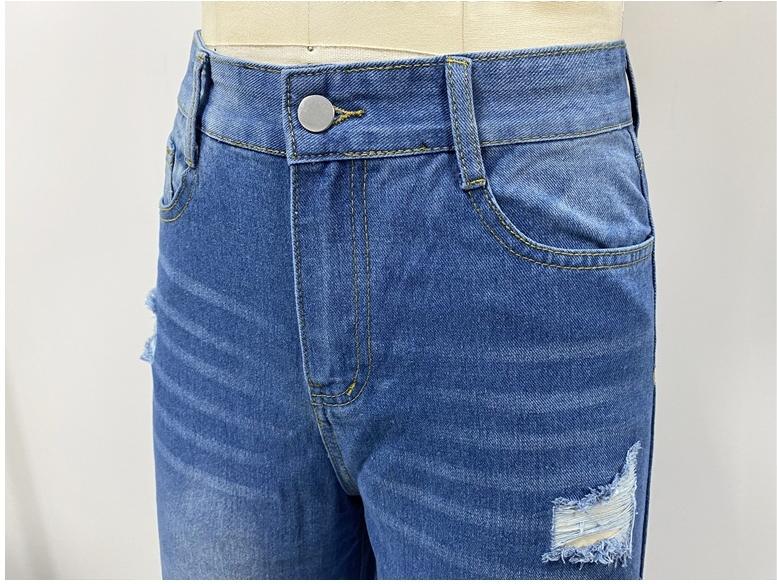 FZ Women's Ripped Frayed  Wide Leg Denim Pants - FZwear