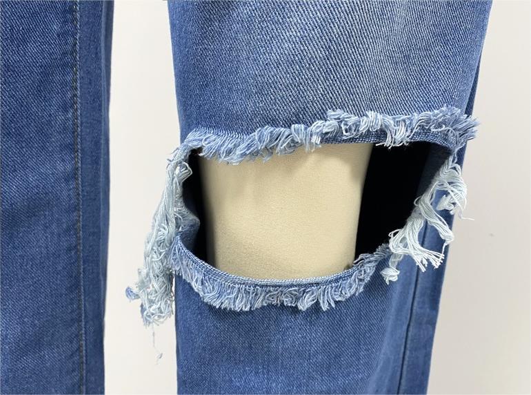 FZ Women's Ripped Frayed  Wide Leg Denim Pants - FZwear