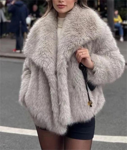 FZ Women's Artificial Fur Mink like Socialite Jacket