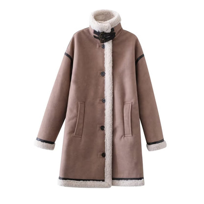 FZ Women's Street Long Suede Coat Jacket