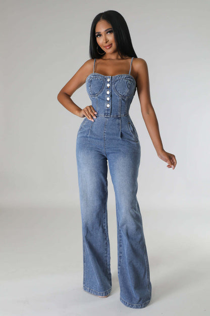 FZ Women's Denim Wide Leg Pants Bell Bottom Jumpsuit - FZwear