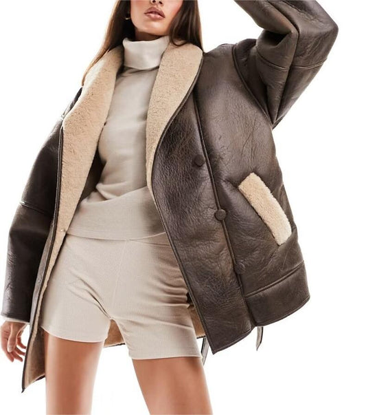 FZ Women's Cashmere Leather Fur Jacket