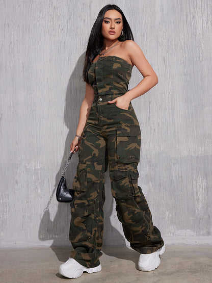 FZ Women's New Camouflage Denim Jumpsuit