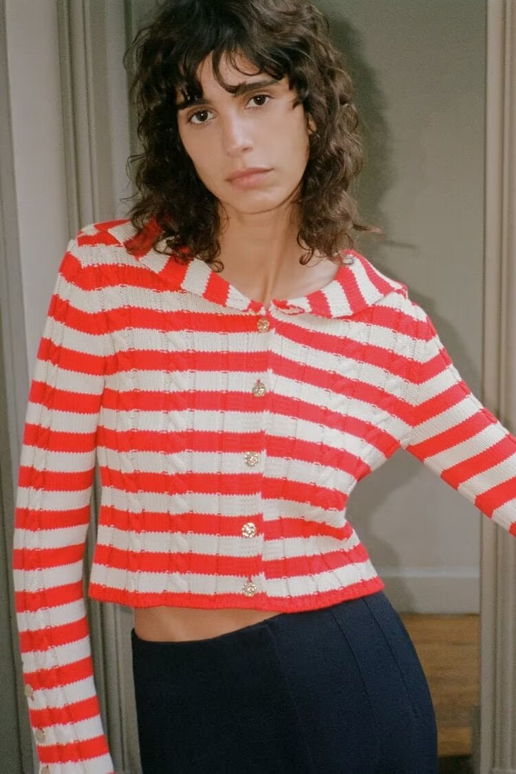 FZ Women's Striped Hooded Knit Slim Fit Top - FZwear