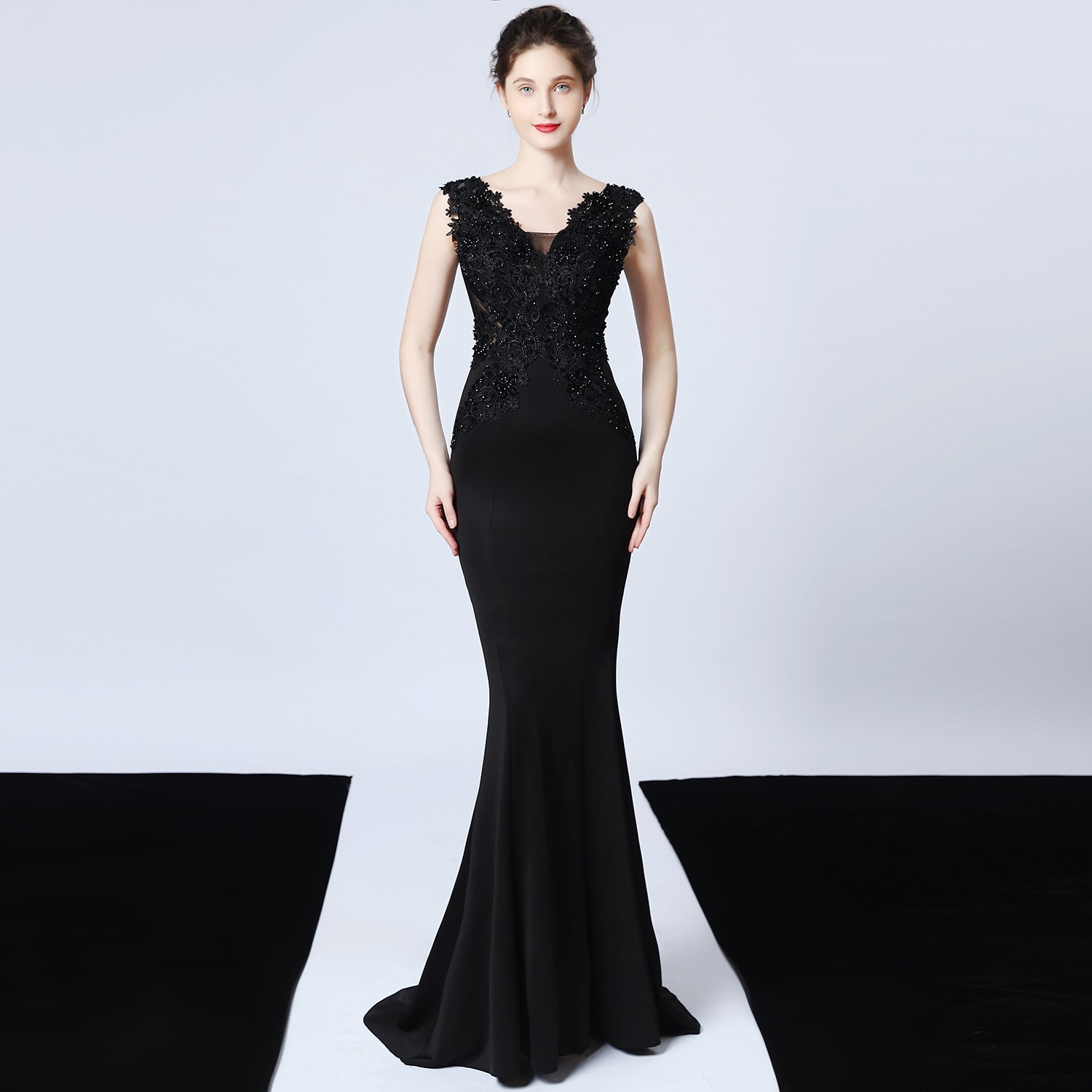 wedding handmade applique beaded toast clothing bride long appreciation dinner slim-fit fishtail   evening dress formal gown