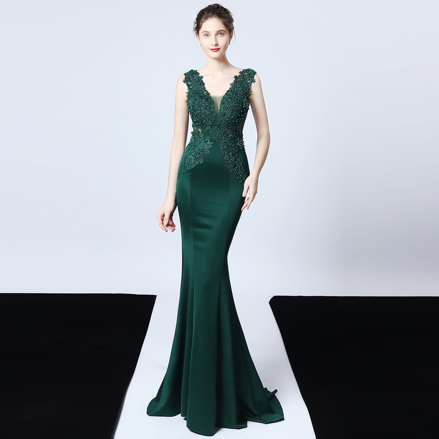 wedding handmade applique beaded toast clothing bride long appreciation dinner slim-fit fishtail   evening dress formal gown