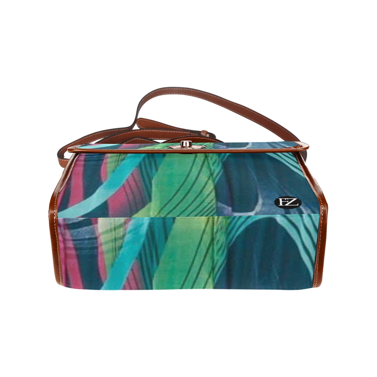 fz abstract handbag all over print waterproof canvas bag(model1641)(brown strap)