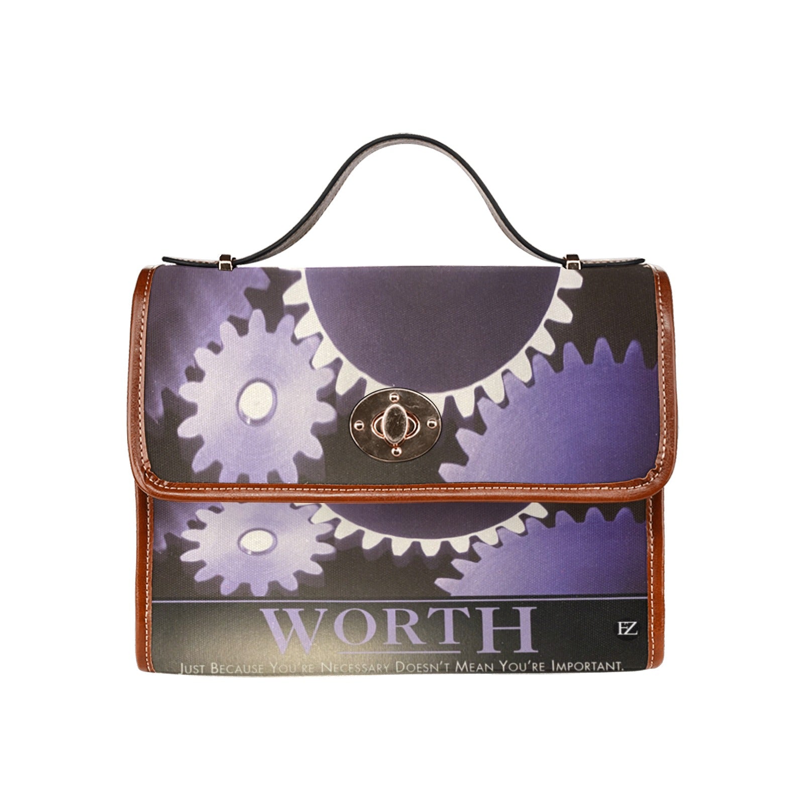 fz worth handbag all over print waterproof canvas bag(model1641)(brown strap)