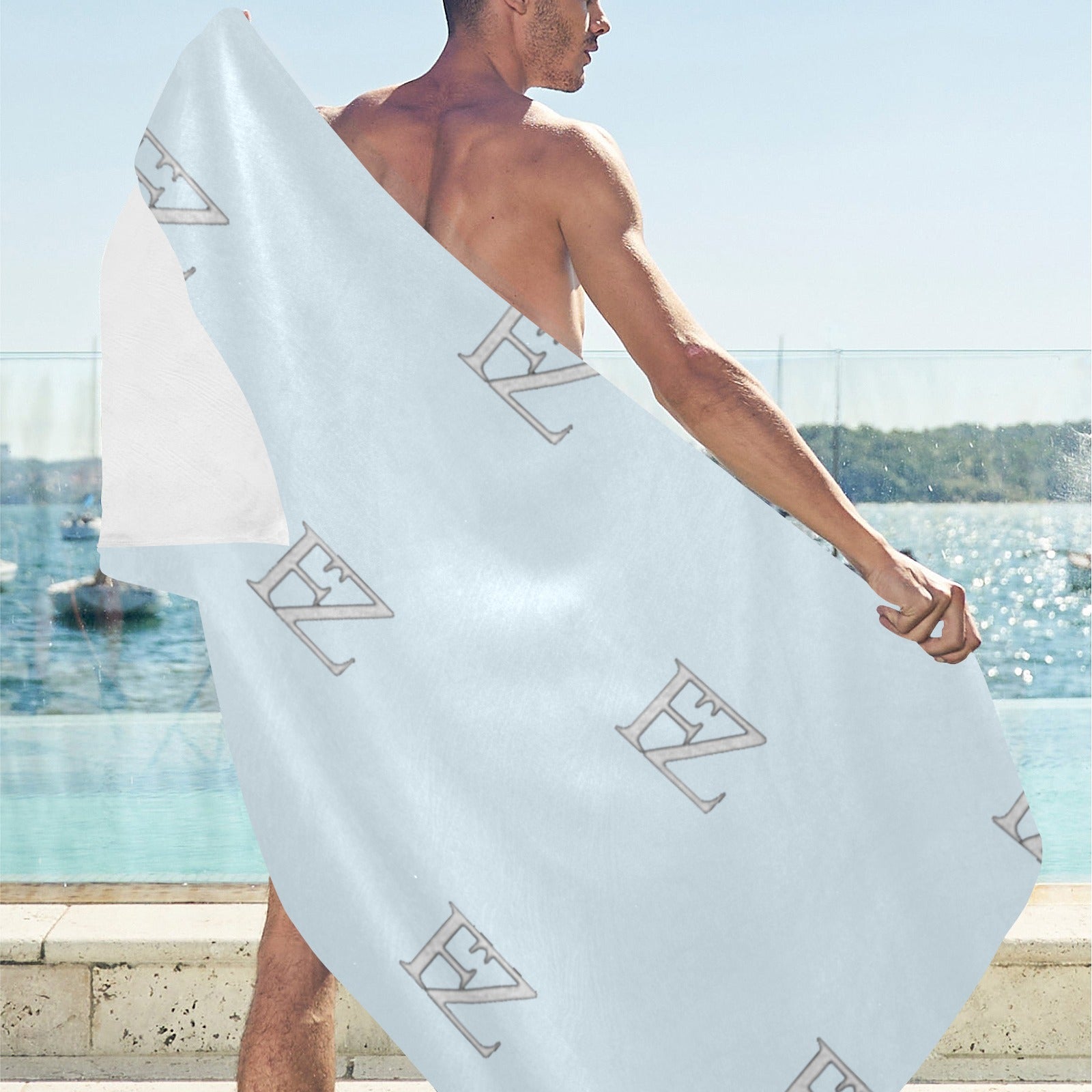 fz beach towel - sky blue beach towel 32"x 71"(made in queen)