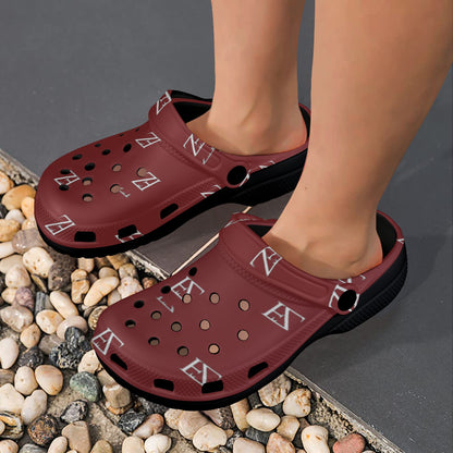 fz unisex sandals - burgundy custom print adults clogs