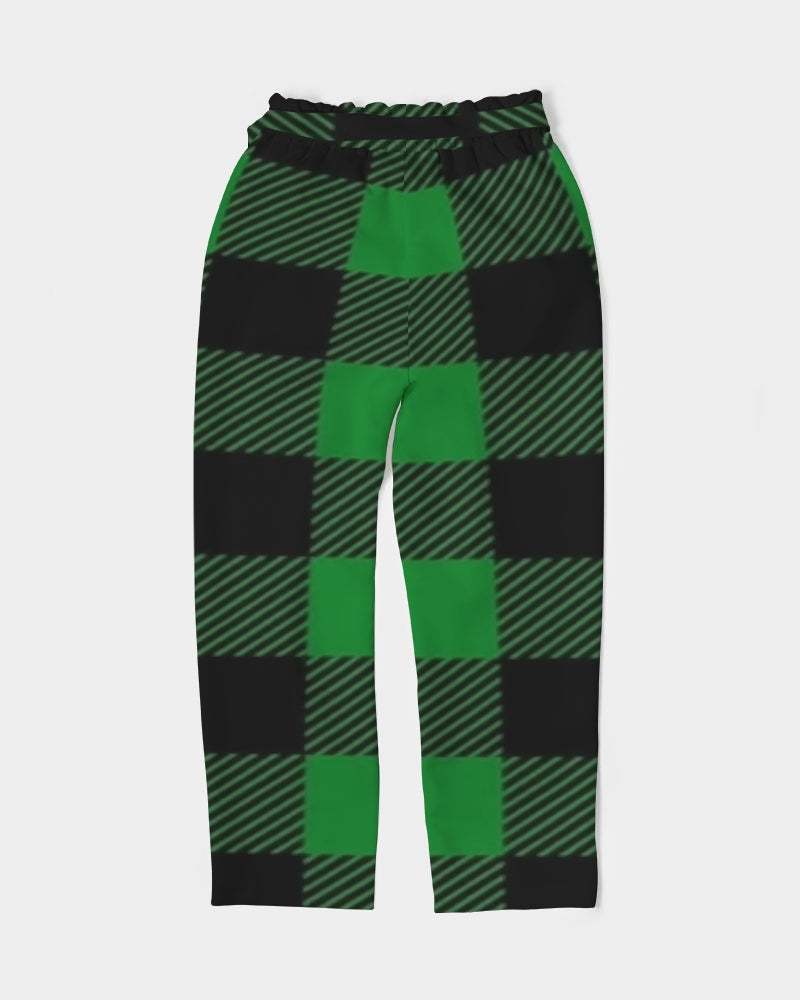 fz plaid women's belted tapered pants