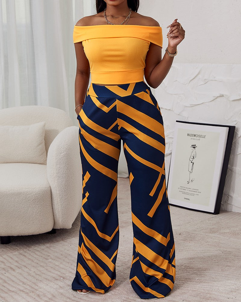 FZ Women's Off Shoulder Geo Print Pants Set - FZwear