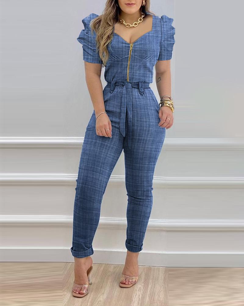 FZ Women's Puff Sleeve Belted Jumpsuit - FZwear