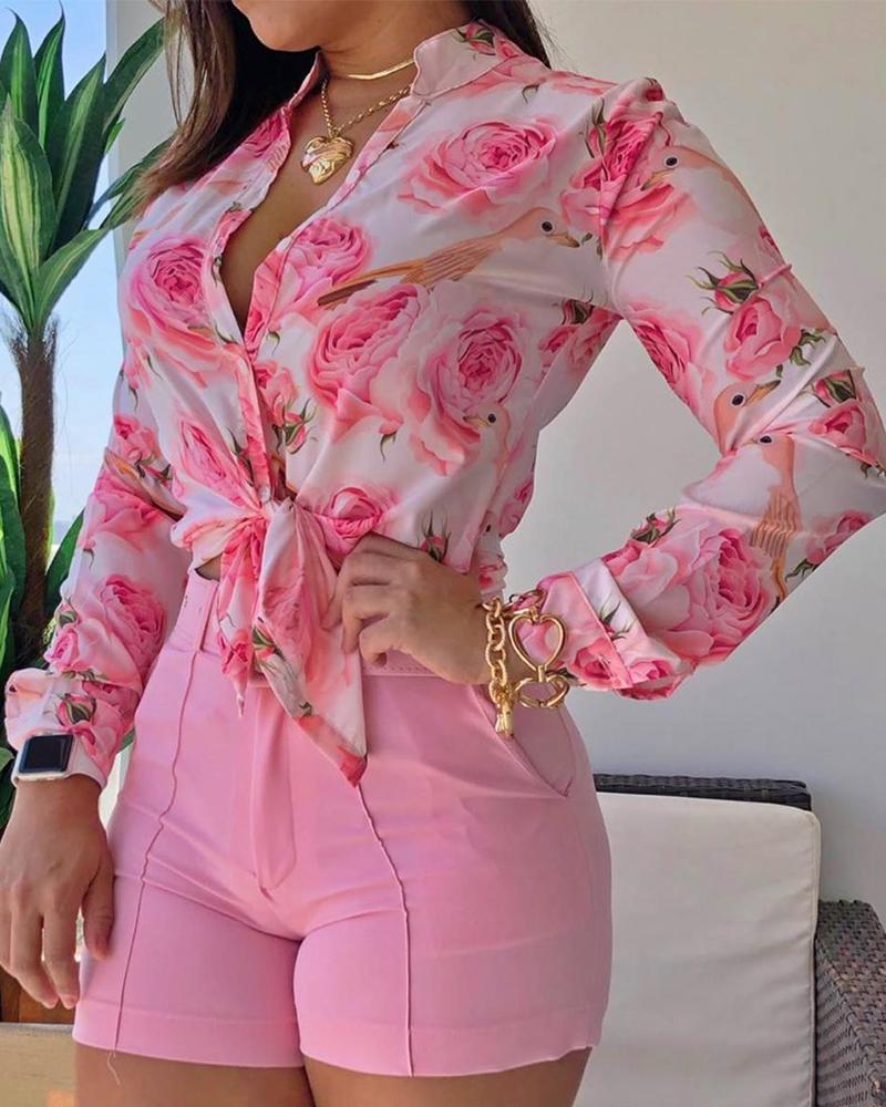 FZ Women's Floral Print Buttoned Top - FZwear