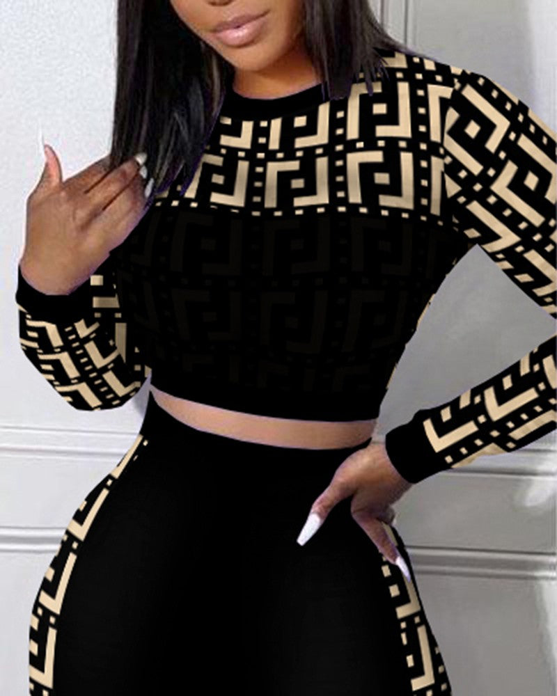 FZ Women's Geo Print High Waist Pants Suit - FZwear