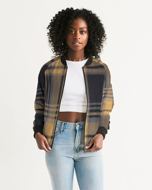 fz plaid women's bomber jacket