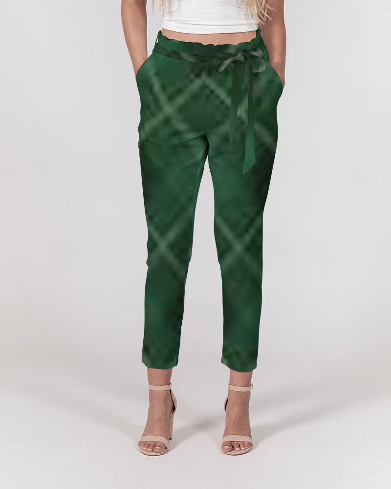 fzwear plaid women's belted tapered pants