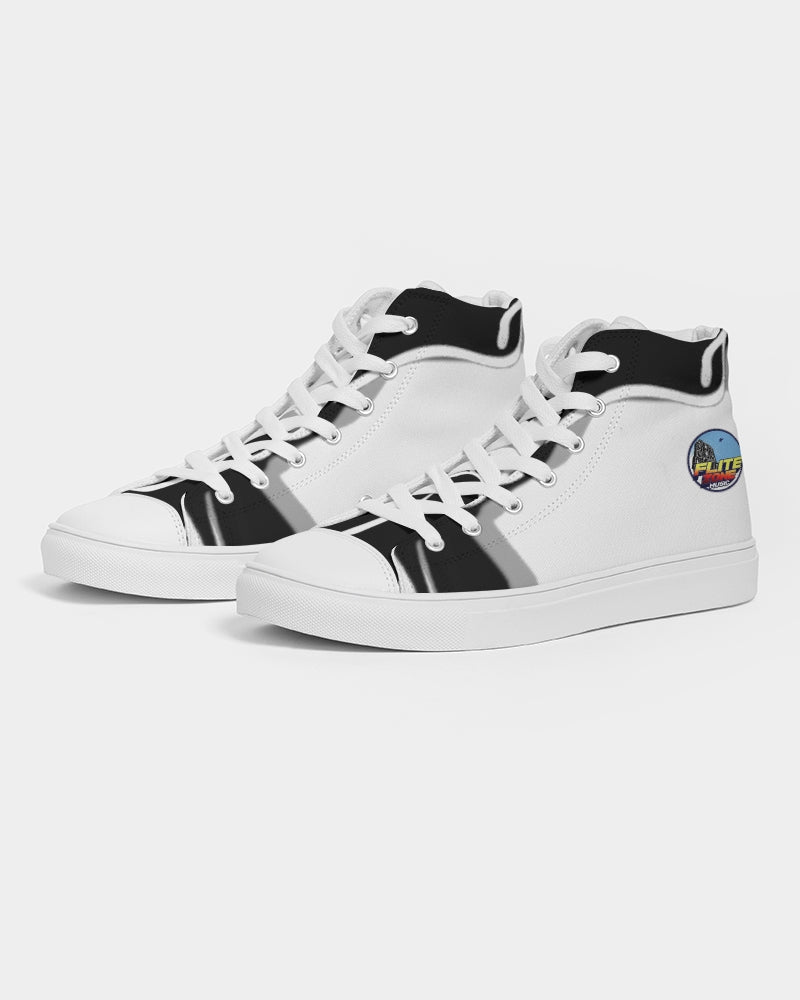 the white  bull women's hightop canvas shoe