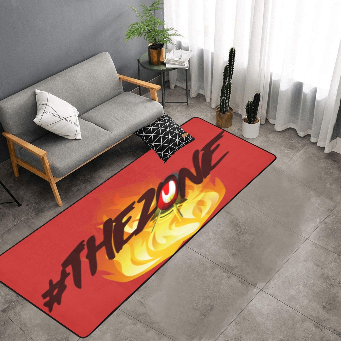 fz zone area rug one size / fz rug - red area rug with black binding  10'x3'3''