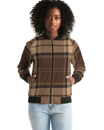 fz plaid women's bomber jacket