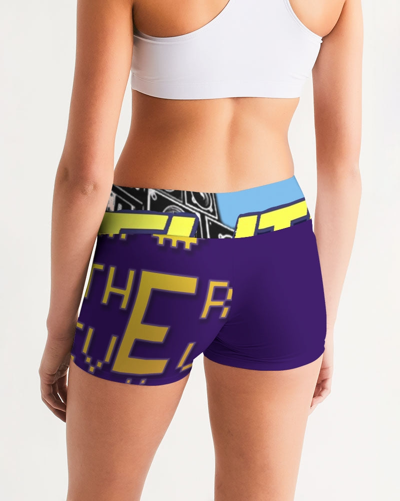purple flite reloaded women's mid-rise yoga shorts