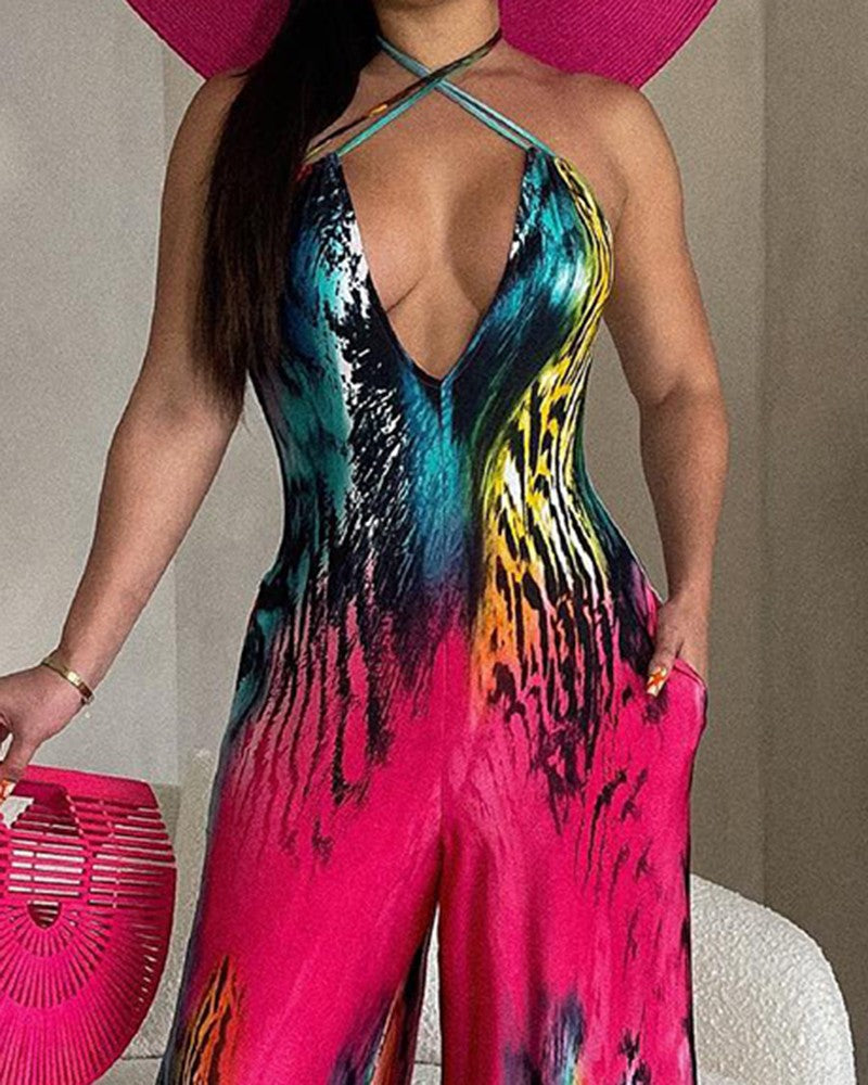 FZ Women's Tie Dye Print Wide Leg Jumpsuit - FZwear