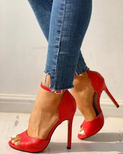 FZ Γυναικεία παπούτσια με λουράκι στιλέτο με τακούνι Peep Toe