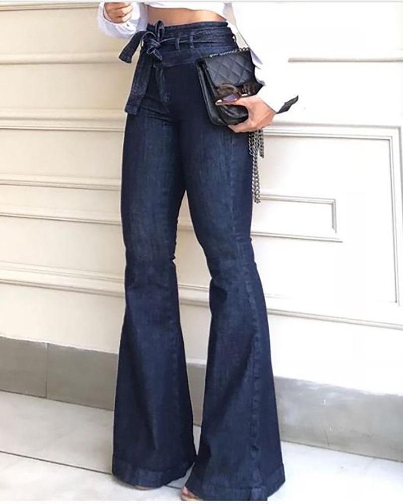 Γυναικείο τζιν παντελόνι με ψηλόμεσο καμπάνα FZ