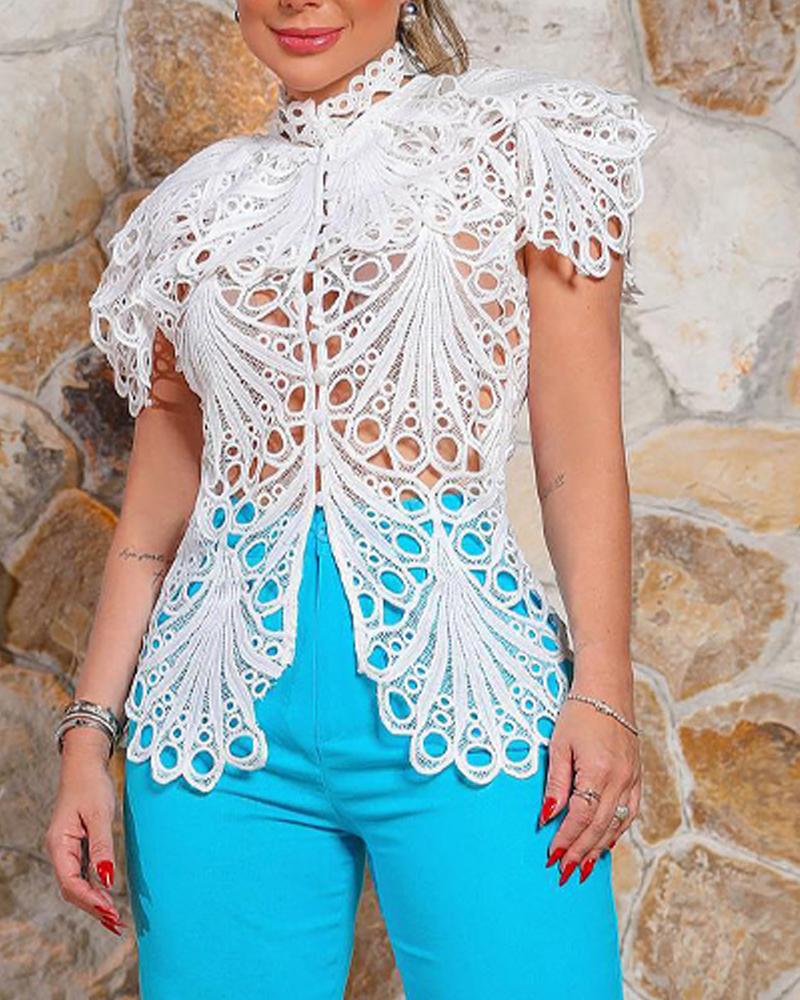 FZ Women's Eyelet Embroidery Lace Top - FZwear