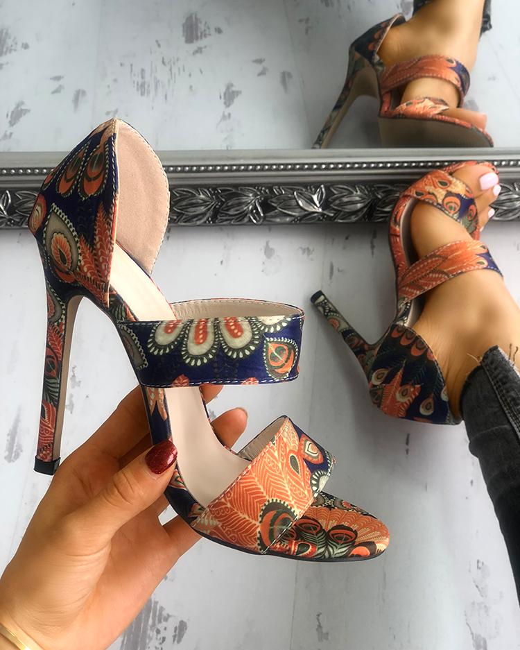 FZ Women's Peacock Feather Print Stiletto Shoes - FZwear