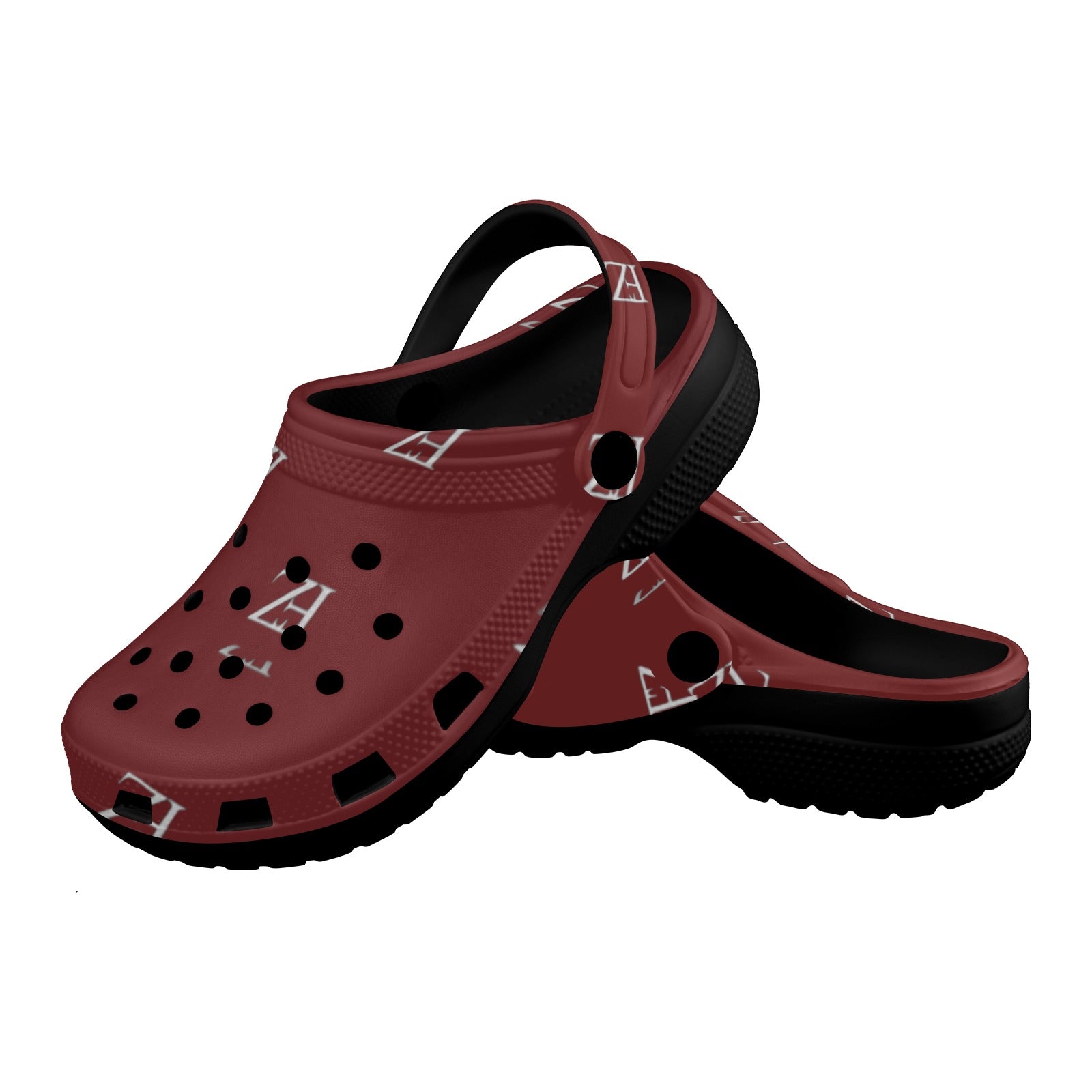 fz unisex sandals - burgundy custom print adults clogs