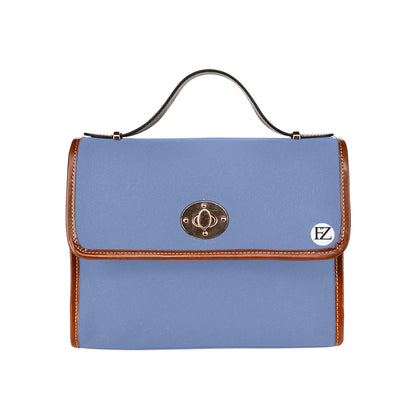 fz original handbag one size / fz - sky blue all over print waterproof canvas bag(model1641)(brown strap)