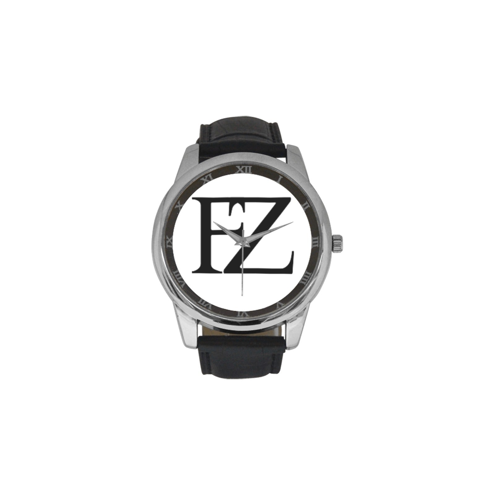 fz original watch - white men's leather strap large dial watch (model 213)